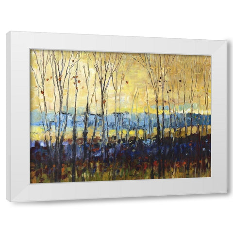 A field through trees White Modern Wood Framed Art Print by Kroeker, Wendy