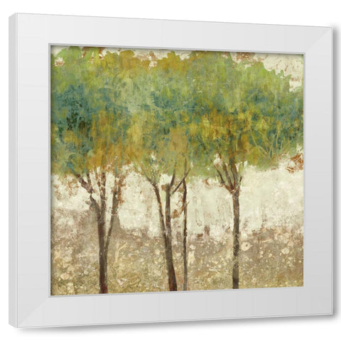 Trees in Green White Modern Wood Framed Art Print by Kroeker, Wendy