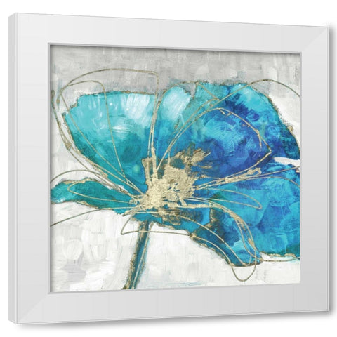 Blue Poppy I White Modern Wood Framed Art Print by Kroeker, Wendy