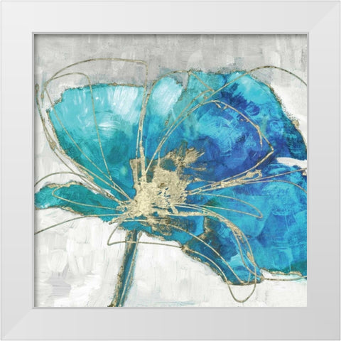 Blue Poppy I White Modern Wood Framed Art Print by Kroeker, Wendy