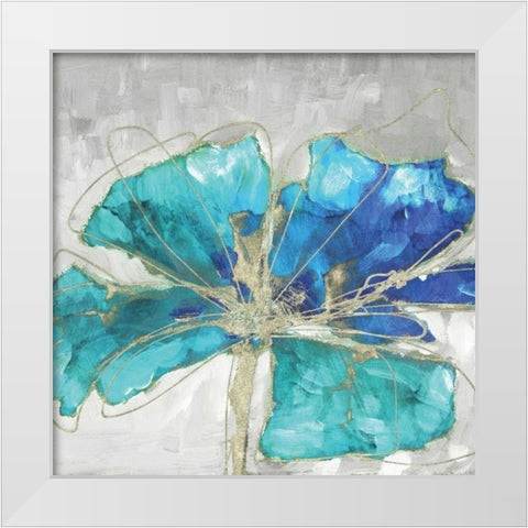 Blue Poppy II White Modern Wood Framed Art Print by Kroeker, Wendy
