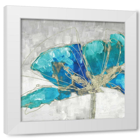 Blue Poppy III White Modern Wood Framed Art Print by Kroeker, Wendy
