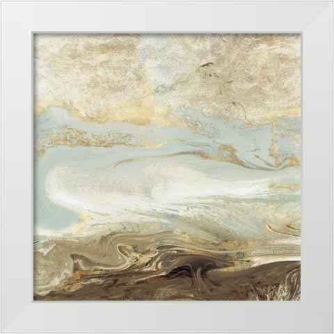 Ocean Blue Gold Version White Modern Wood Framed Art Print by Kroeker, Wendy