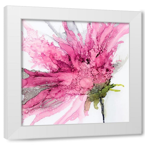 Pink Spider Flower White Modern Wood Framed Art Print by Kroker, Wendy