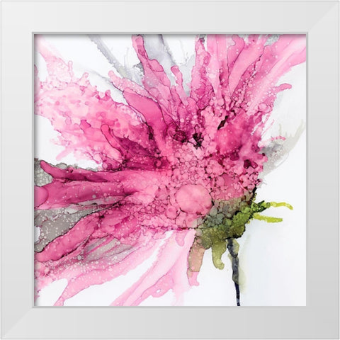 Pink Spider Flower White Modern Wood Framed Art Print by Kroker, Wendy