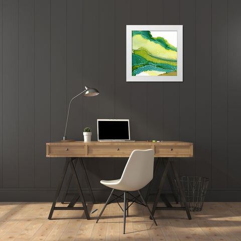 Green Hills White Modern Wood Framed Art Print by Kroker, Wendy