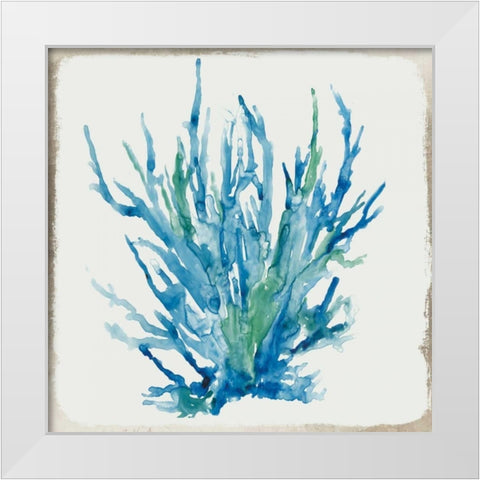 Blue Coral II White Modern Wood Framed Art Print by Wilson, Aimee