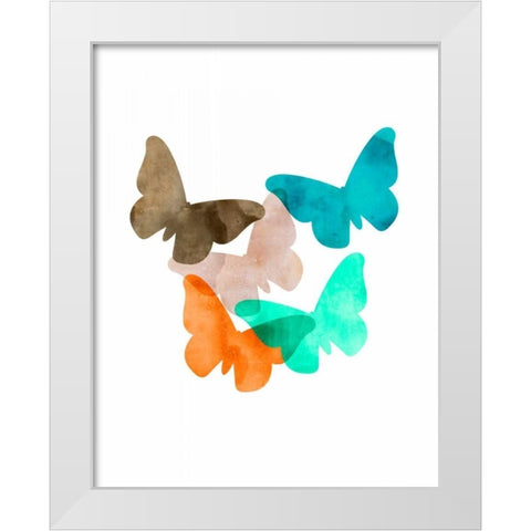 Mod Butterflies White Modern Wood Framed Art Print by Wilson, Aimee