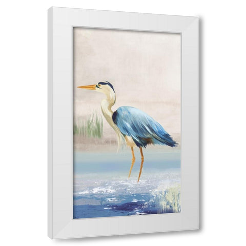 Heron On The Beach II White Modern Wood Framed Art Print by Wilson, Aimee