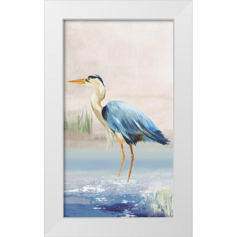 Heron On The Beach II White Modern Wood Framed Art Print by Wilson, Aimee