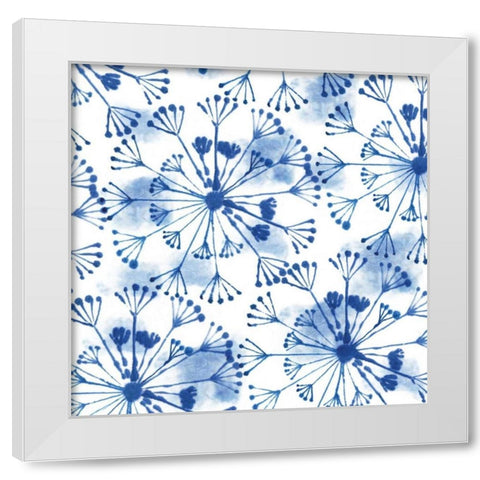 Indigo Dandelion White Modern Wood Framed Art Print by Wilson, Aimee