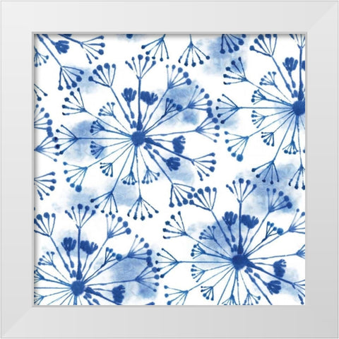 Indigo Dandelion White Modern Wood Framed Art Print by Wilson, Aimee