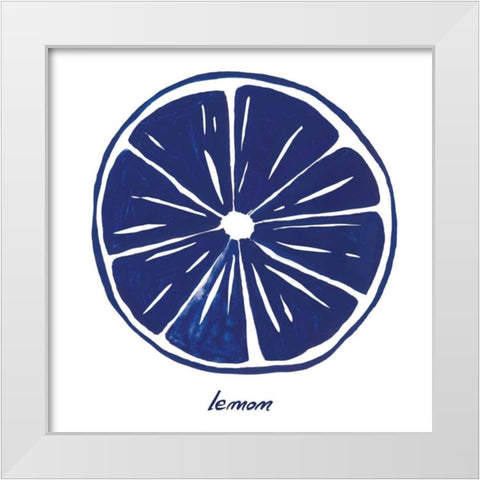 Indigo Lemon White Modern Wood Framed Art Print by Wilson, Aimee