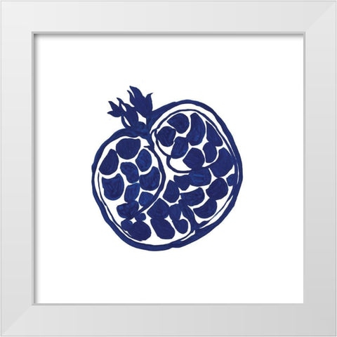 Indigo Pomegranate White Modern Wood Framed Art Print by Wilson, Aimee