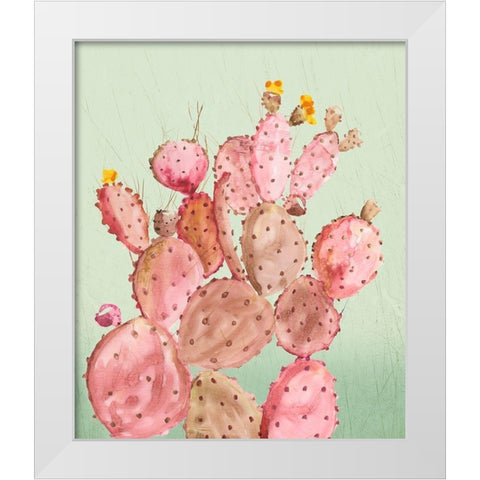 Pink Cacti White Modern Wood Framed Art Print by Wilson, Aimee