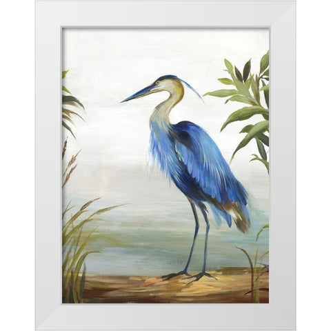 Blue Heron White Modern Wood Framed Art Print by Wilson, Aimee