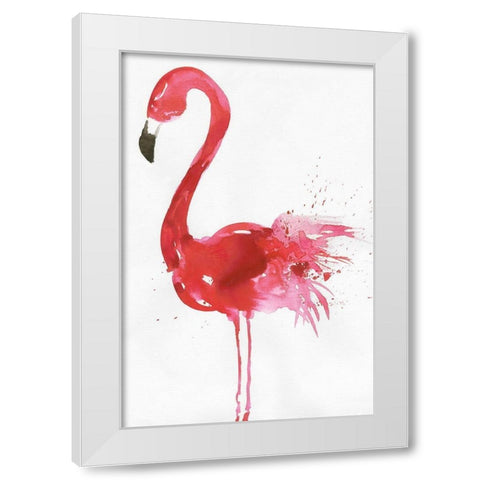 Flamingo Portrait I White Modern Wood Framed Art Print by Wilson, Aimee