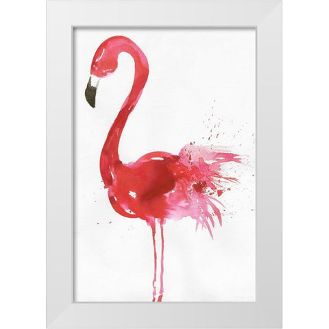Flamingo Portrait I White Modern Wood Framed Art Print by Wilson, Aimee