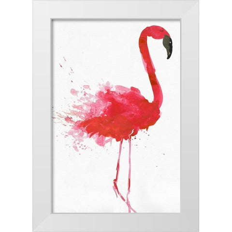 Flamingo Portrait II White Modern Wood Framed Art Print by Wilson, Aimee