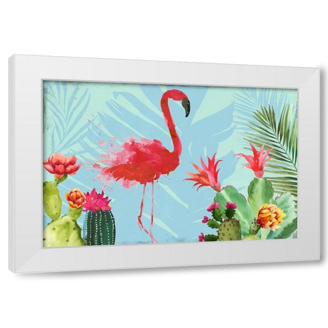 Flamingo in the Mix White Modern Wood Framed Art Print by Wilson, Aimee