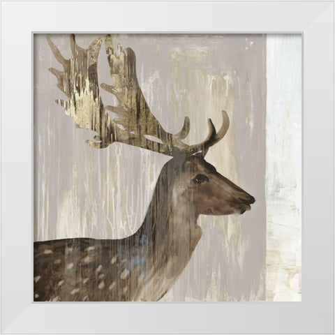 Stag III White Modern Wood Framed Art Print by Wilson, Aimee