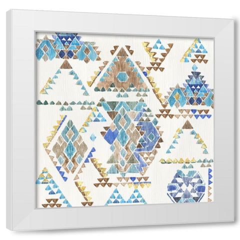 Blue Aztec  White Modern Wood Framed Art Print by Wilson, Aimee