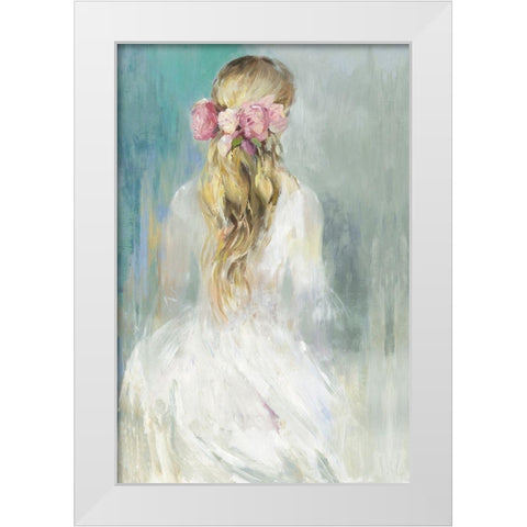 Girl in White Dress  White Modern Wood Framed Art Print by Aimee Wilson
