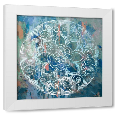 Indigo Medallion  White Modern Wood Framed Art Print by Wilson, Aimee