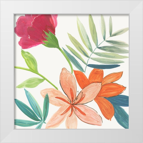 Tropical Florals  White Modern Wood Framed Art Print by Wilson, Aimee