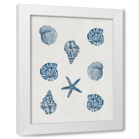 Indigo Shells White Modern Wood Framed Art Print by Wilson, Aimee