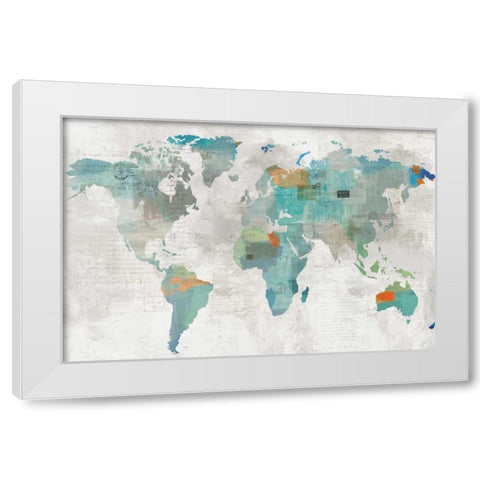 Blue Map White Modern Wood Framed Art Print by Wilson, Aimee