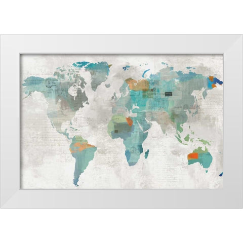 Blue Map White Modern Wood Framed Art Print by Wilson, Aimee