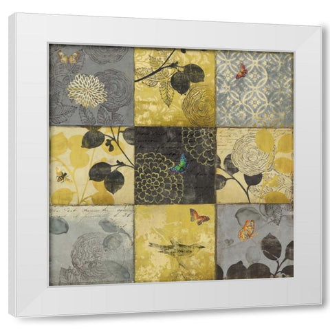 Golden Patchwork White Modern Wood Framed Art Print by Wilson, Aimee
