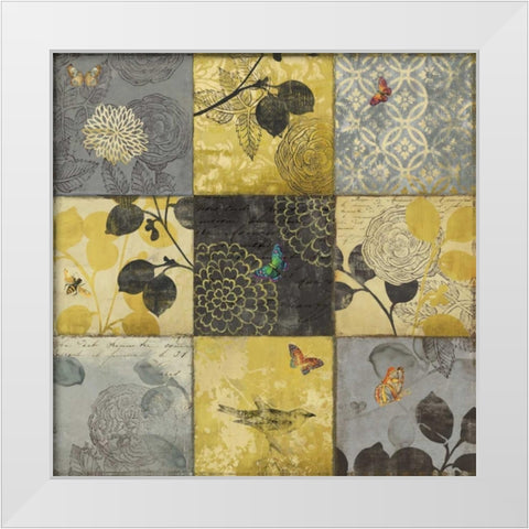 Golden Patchwork White Modern Wood Framed Art Print by Wilson, Aimee