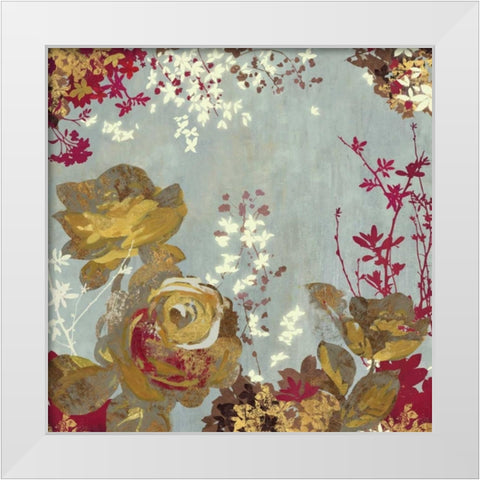 Golden Roses I White Modern Wood Framed Art Print by Wilson, Aimee