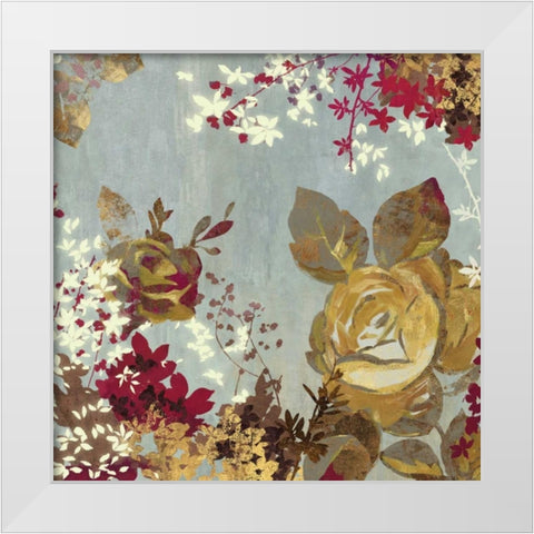 Golden Roses II White Modern Wood Framed Art Print by Wilson, Aimee