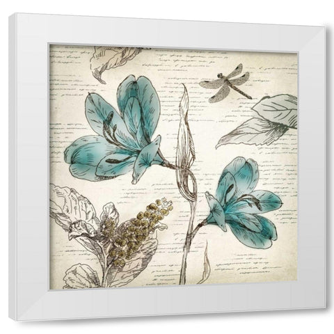 Blooming Teal I - Mini White Modern Wood Framed Art Print by Wilson, Aimee