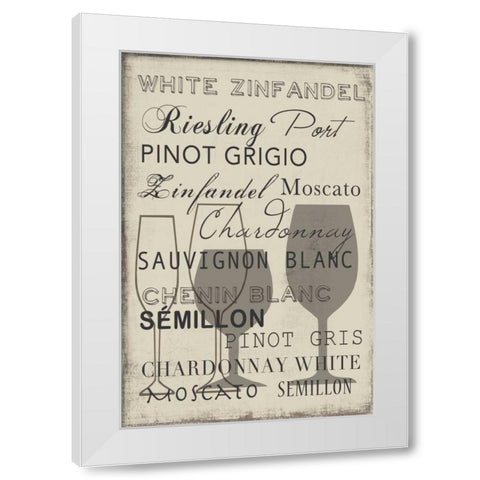 White Wine Collection - Mini White Modern Wood Framed Art Print by Wilson, Aimee