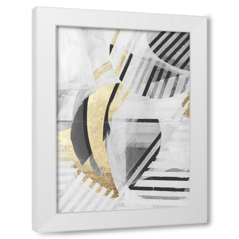 Black White Gold II White Modern Wood Framed Art Print by Cartissi