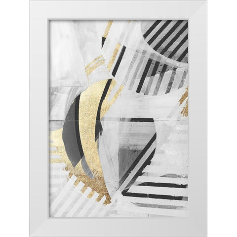 Black White Gold II White Modern Wood Framed Art Print by Cartissi