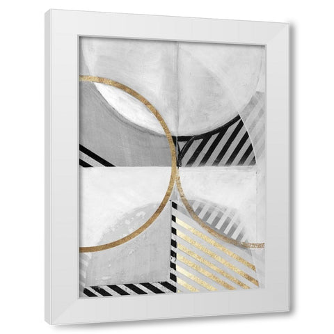 Black White Gold III White Modern Wood Framed Art Print by Cartissi
