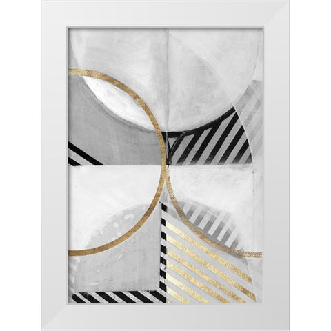 Black White Gold III White Modern Wood Framed Art Print by Cartissi