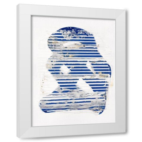 Blue Scrapes I White Modern Wood Framed Art Print by Cartissi