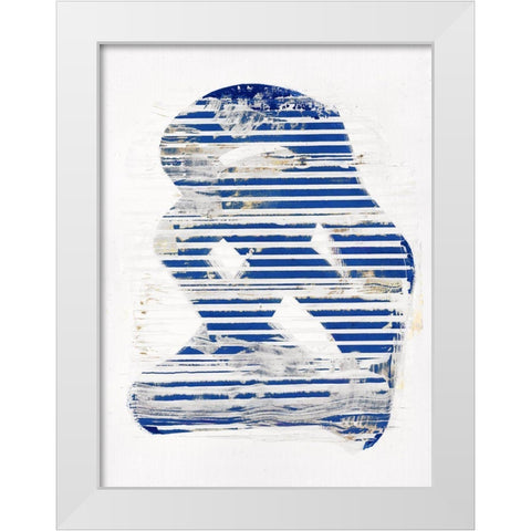 Blue Scrapes I White Modern Wood Framed Art Print by Cartissi
