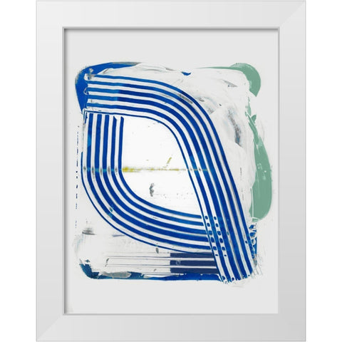 Blue Scrapes III White Modern Wood Framed Art Print by Cartissi