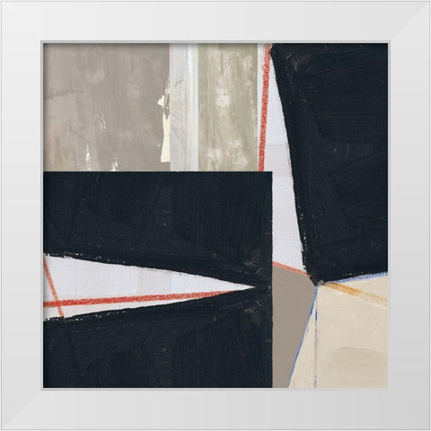 Orange Lines I White Modern Wood Framed Art Print by Cartissi