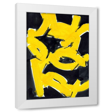 Gold And Black II White Modern Wood Framed Art Print by Cartissi