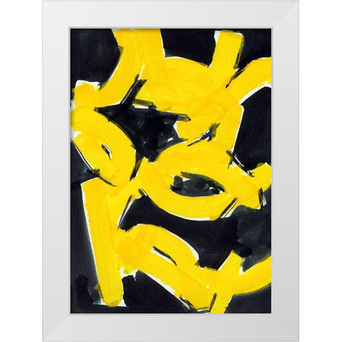 Gold And Black II White Modern Wood Framed Art Print by Cartissi