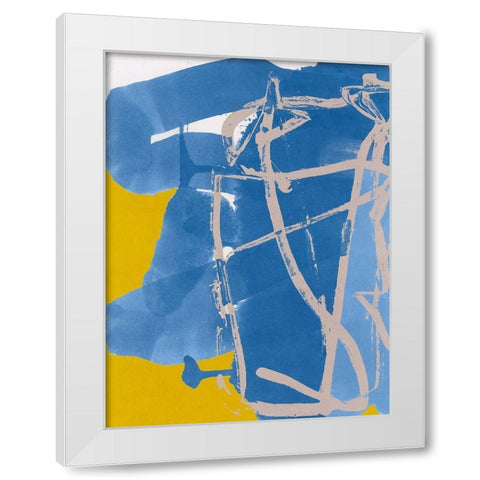 Blue Signs  White Modern Wood Framed Art Print by Cartissi