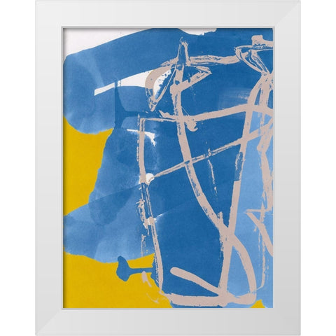 Blue Signs  White Modern Wood Framed Art Print by Cartissi